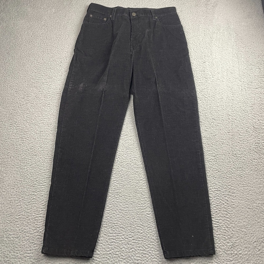 VTG Y2K Levis Jeans Womens 12 fits 30x30 Black Corduroy Made In USA faded spots